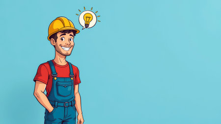 The pros at work: an electrician and a bright idea.の写真素材