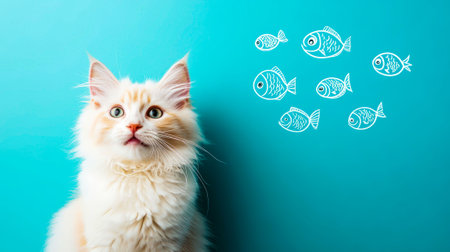 Cat and his fish fantasy.の写真素材