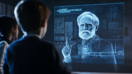 Interactive lecture: hologram talks about science!の写真素材