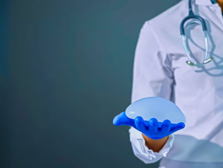 Transformation: In the Doctor's Hands - Secrets of the Perfect Breast. Silicone implant.の写真素材