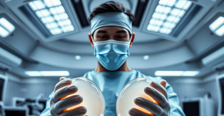Silicone Dreams: Path to Perfection. Surgeon in the operating room for Breast Augmentation.の写真素材