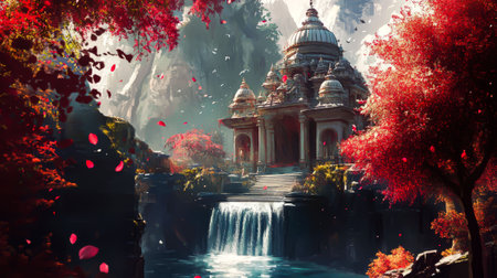 Temple in a Mountain Valley: Mysterious Place of Power.の写真素材