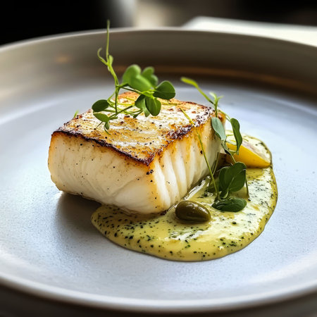 Snow-white temptation: halibut masterpiece.