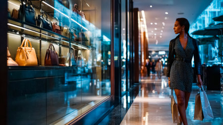 Dream shopping: sparkling shop windows and collections of women's bagsの素材