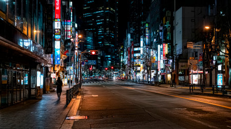 Cyberpunk atmosphere: lights of the night quarterの素材