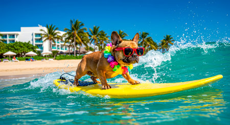 Dog on Board: A Dynamic Surfing Shot for Advertisingの素材