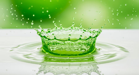 Liquid Corona: An emerald drop forms a corona splashの素材