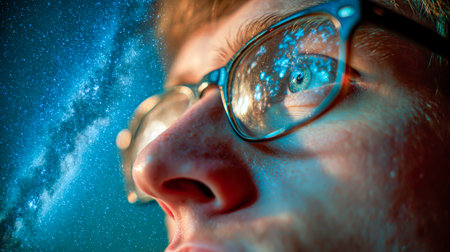 Looking into infinity: glasses reflect the Milky Wayの素材