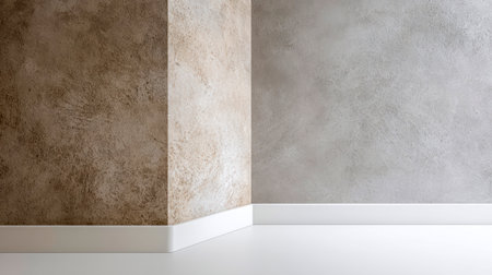 A corner of a room after renovation - soft lighting highlights the texture of the wallsの素材