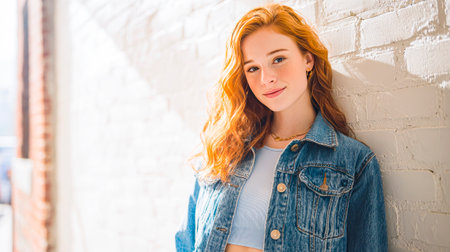 A light beauty portrait: clear skin, hoop earrings, and soft lightの素材