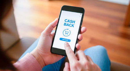 Mobile cashback: Finger confirmation of bonus accrual in the appの素材
