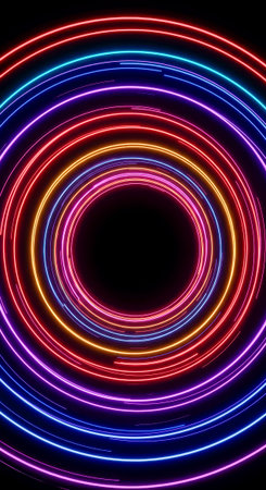 Concentric circles of light run in orbitの素材