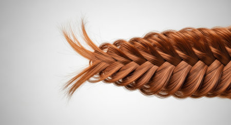 Intricately braided auburn hair displays stunning texture and detail, highlighting hair care and beauty themes, perfect for styling ideas and product showcasesの素材