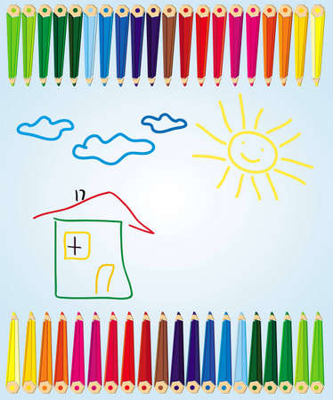 Vector illustration of colour pencils drawingのイラスト素材