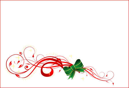Vector illustration of Christmas card with ribbon on the white backgroundのイラスト素材
