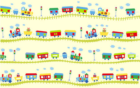 Vector illustration of cute design elements, train patternのイラスト素材