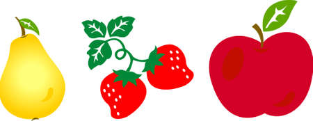 Vector illustration of apple, strawberry and pearのイラスト素材