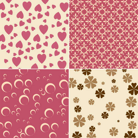 Vector illustration of cute backgrounds with hearts and flower motivesのイラスト素材