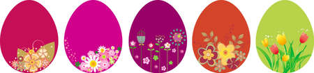 Set of Easter eggs with flowersのイラスト素材