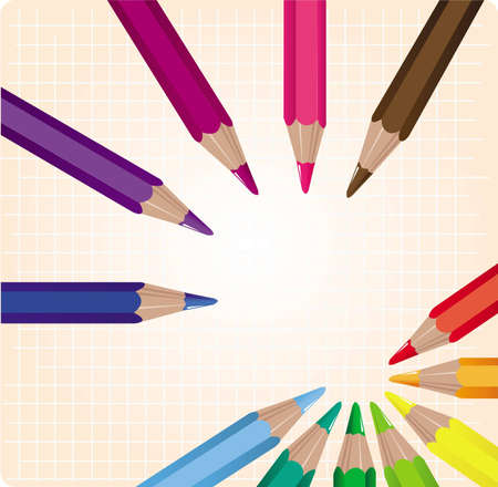 Set of twelve colored pencilsのイラスト素材