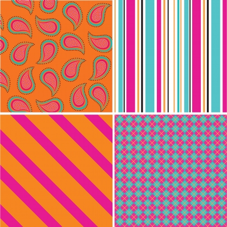 A set of four coloured seamless patterns  Vector illustration のイラスト素材