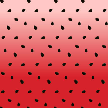 Vector watermelon seamless pattern background with black seeds. Gradient red pinkのイラスト素材