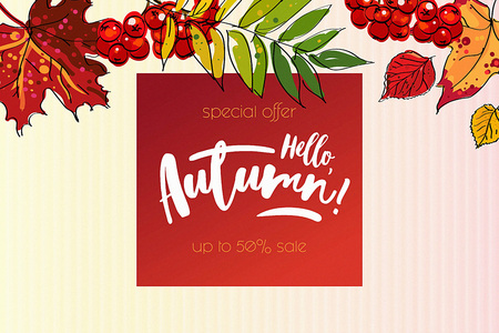 Hello autumn sale backgroundのイラスト素材