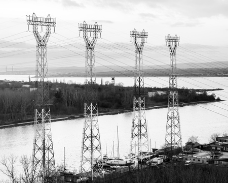 Electric power plant at sunset