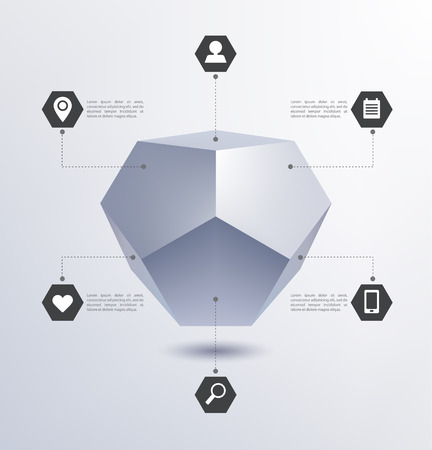 vector media infographics, 3d geometric structure isolatedのイラスト素材