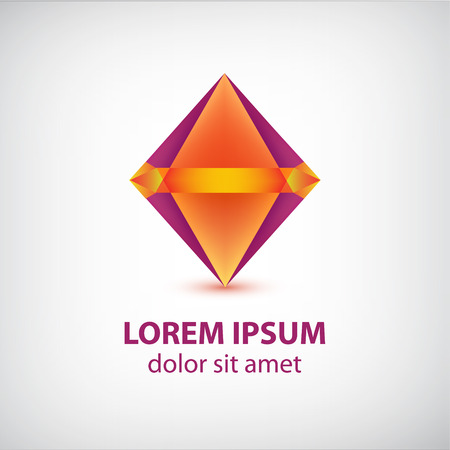 vector abstract red colorful 3d rhombus diamond iconのイラスト素材