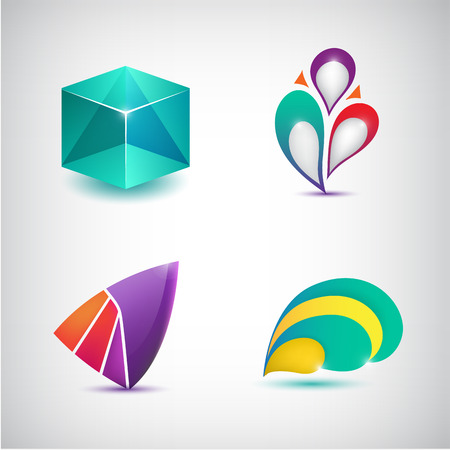 set of vector abstract colorful icons, のイラスト素材