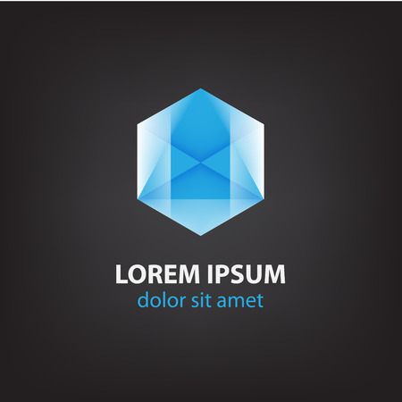 vector abstract polygon futuristic blue iconのイラスト素材