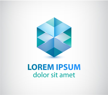 vector abstract 3d gometric crystal iconのイラスト素材