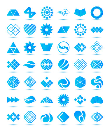 set of vector various geometrical abstract icons, signs, symbolsのイラスト素材