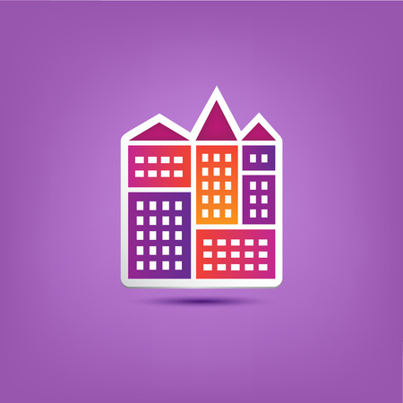 vector building icon, city, houses composition with shadowのイラスト素材