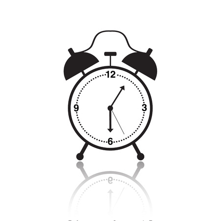 vector black and white alarm clock icon isolated on white backgroundのイラスト素材