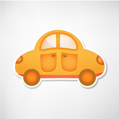 cute vector orange toy car icon isolated, stickerのイラスト素材