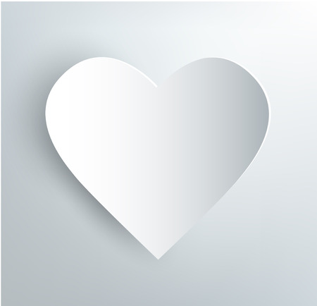 vector white paper heart with shadow on white backgroundのイラスト素材
