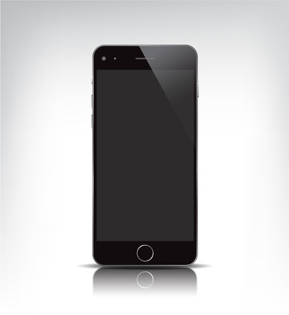 vector realistic black phone with empty screen isolatedのイラスト素材