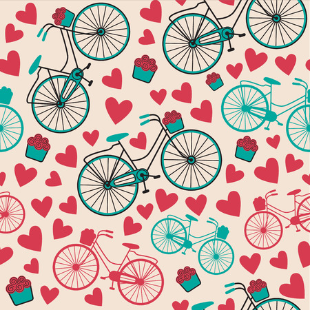 vector retro vintage bicycle texture, hipster backgroundのイラスト素材