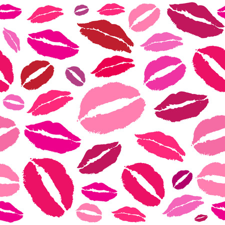 vector kiss, red lips seamless pattern, valentine, love backgroundのイラスト素材