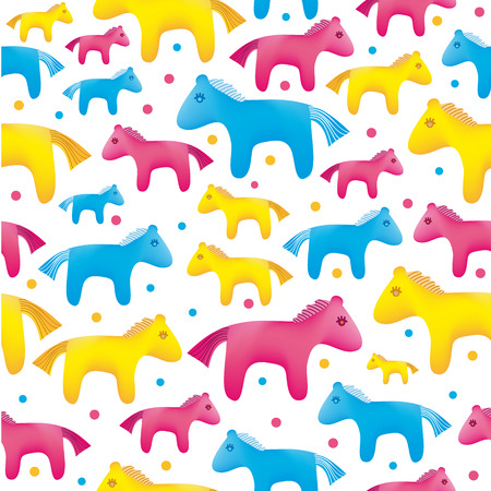 vector colorful toy horses seamless background, gift paperのイラスト素材