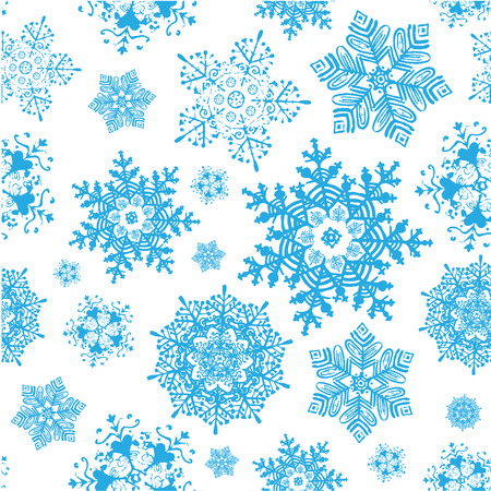 Vector winter snowflakes blue christmas seamless pattern. Winter background. Copy square to the side and you ll get seamlessly tiling patternのイラスト素材
