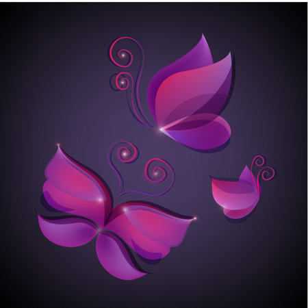 set of vector shiny butterflies, icons, logosのイラスト素材