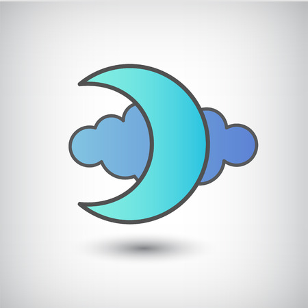 vector moon and cloud icon, sign isolatedのイラスト素材