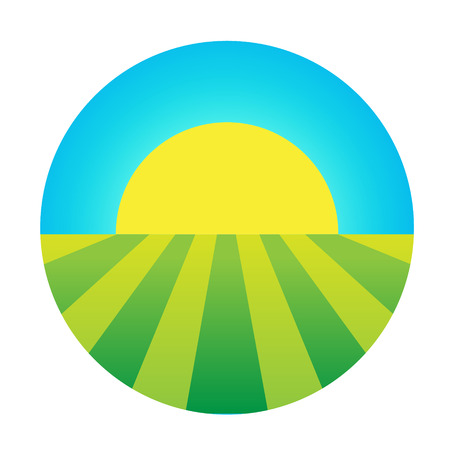 vector sun rising under the field icon, eco symbol, logoのイラスト素材