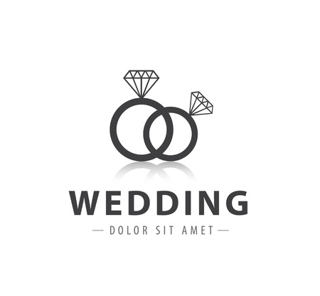 vector wedding diamond rings logo, icon isolatedのイラスト素材