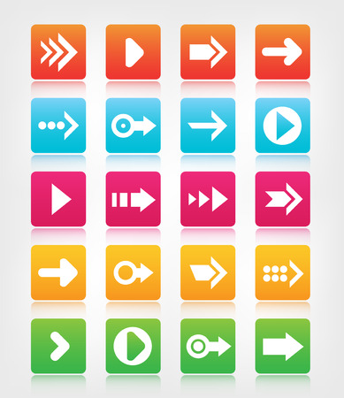 set of arrow navigation colorful buttons, iconsのイラスト素材