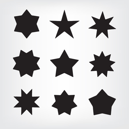 Vector set of silhouette stars icons isolatedのイラスト素材