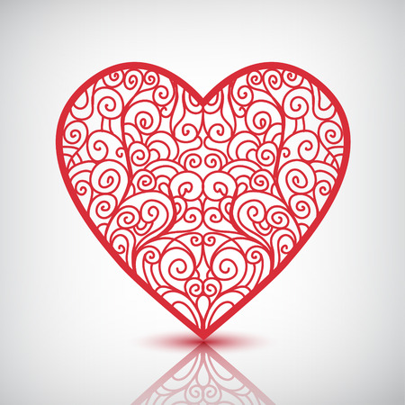 red vector heart, valentines card, banner isolatedのイラスト素材